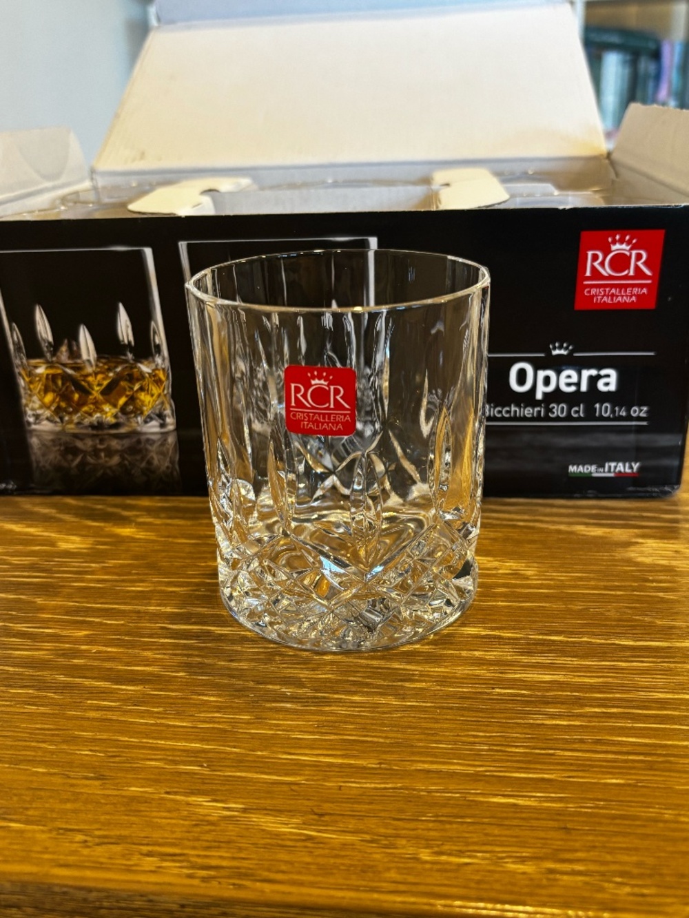RCR Opera Crystal Short Tumblers Set of 6, Made in Italy, New in Box